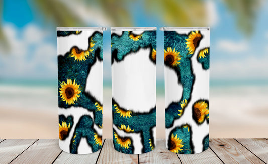 Sunflower Patina Tumbler Wrap – 20oz Skinny Add Your Name Design