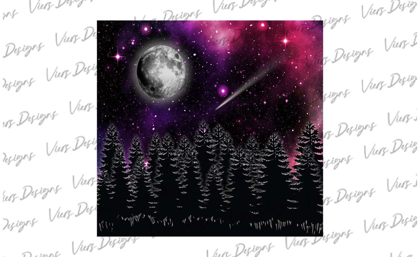 Pink Galaxy Forest Tumbler Wrap – 20oz Skinny Celestial Design