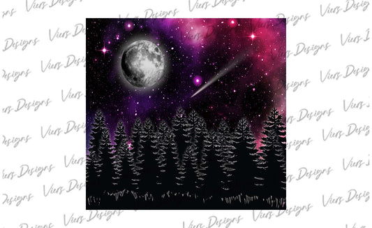 Pink Galaxy Forest Tumbler Wrap – 20oz Skinny Celestial Design