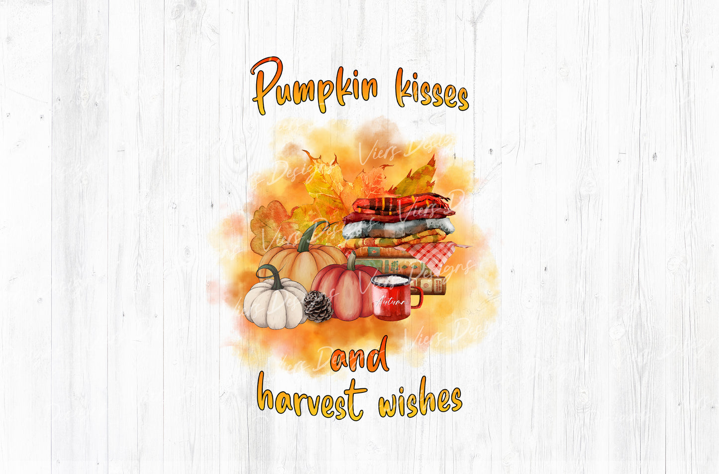 Pumpkin Kisses and Harvest Wishes Sublimation PNG
