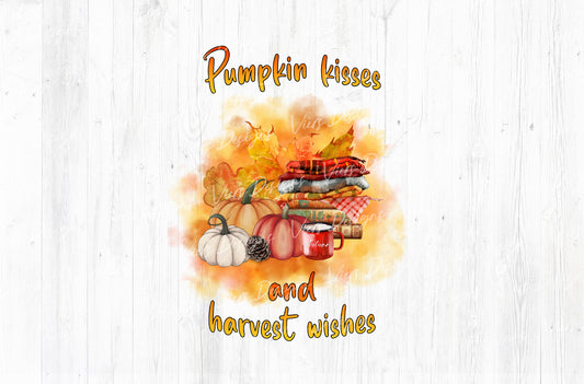 Pumpkin Kisses and Harvest Wishes Sublimation PNG