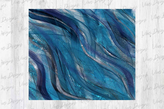 Blue Shimmer Wave Tumbler Wrap PNG