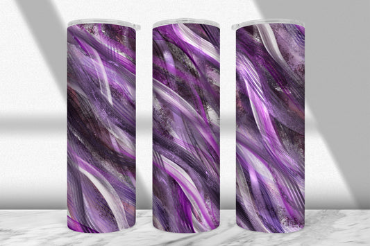 Purple & Silver Shimmer Wave Tumbler Wrap PNG