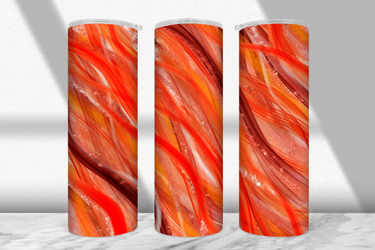Fiery Orange Shimmer Wave Tumbler Wrap PNG