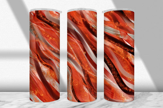 Red & Copper Shimmer Wave Tumbler Wrap PNG