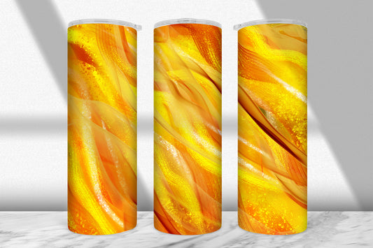 Gold & Orange Shimmer Wave Tumbler Wrap PNG
