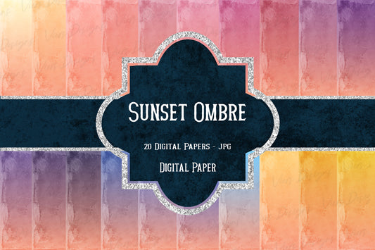 Sunset Ombre Watercolor Digital Paper
