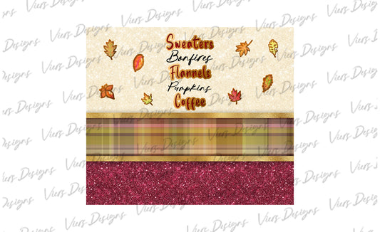 Sweaters Bonfires Flannels Coffee Tumbler Wrap PNG – 20oz Skinny Fall Design