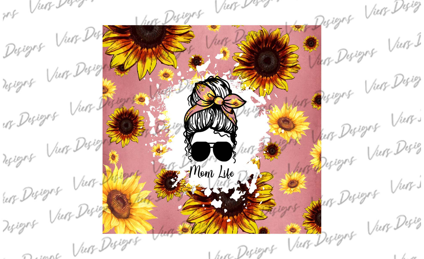 Sunflower Mom Life Tumbler Wrap PNG – 20oz Skinny Design (Pink)